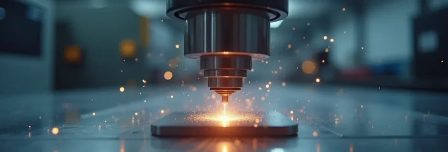 Marquage laser de haute précision sur composant métallique dans un environnement de fabrication industriel moderne