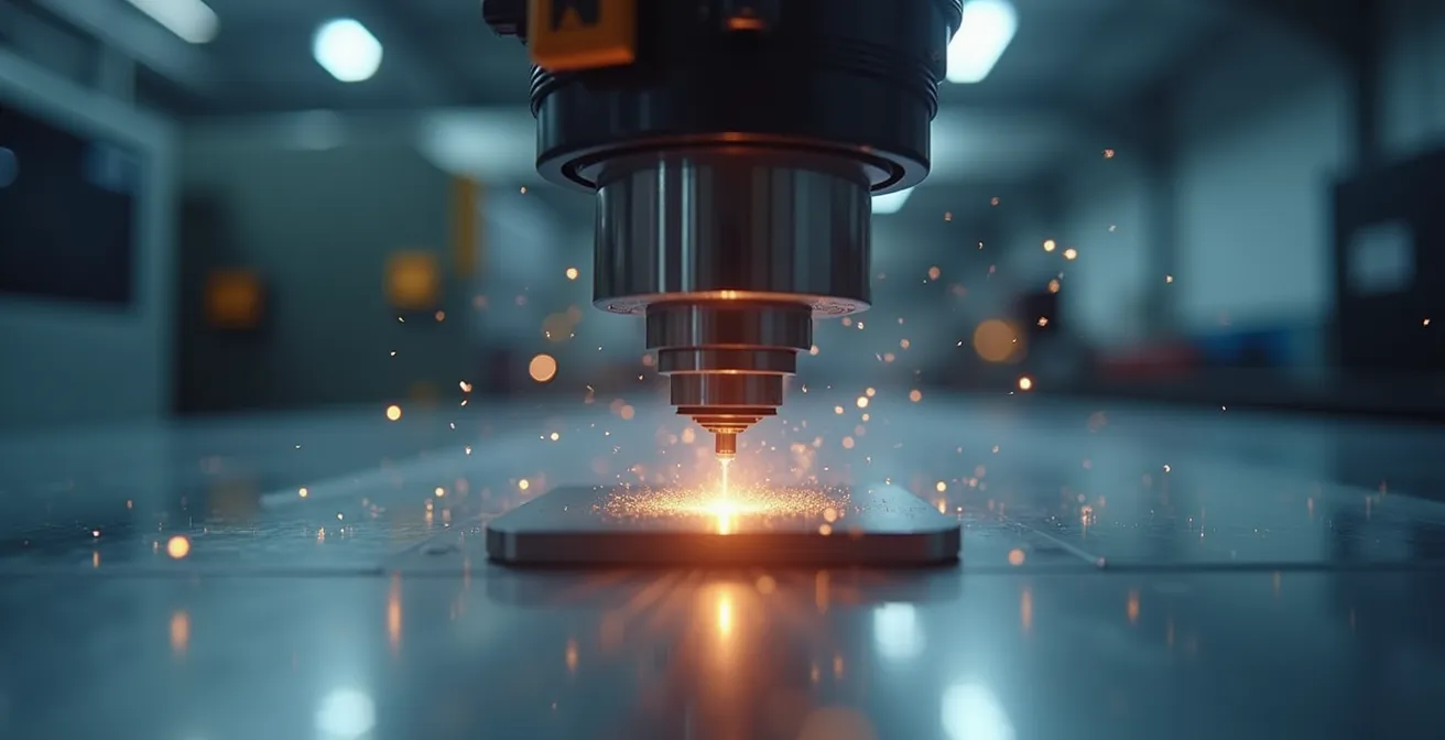 Marquage laser de haute précision sur composant métallique dans un environnement de fabrication industriel moderne